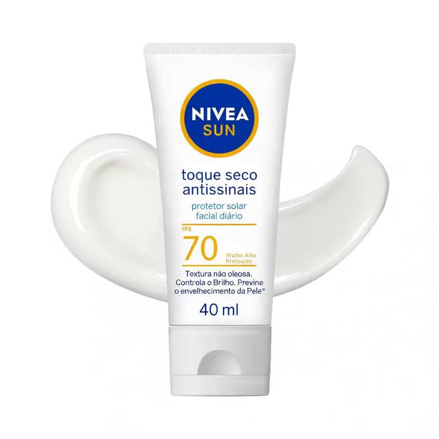 NIVEA SUN Protetor Solar Facial Toque Seco Antissinais FPS 70 40ml