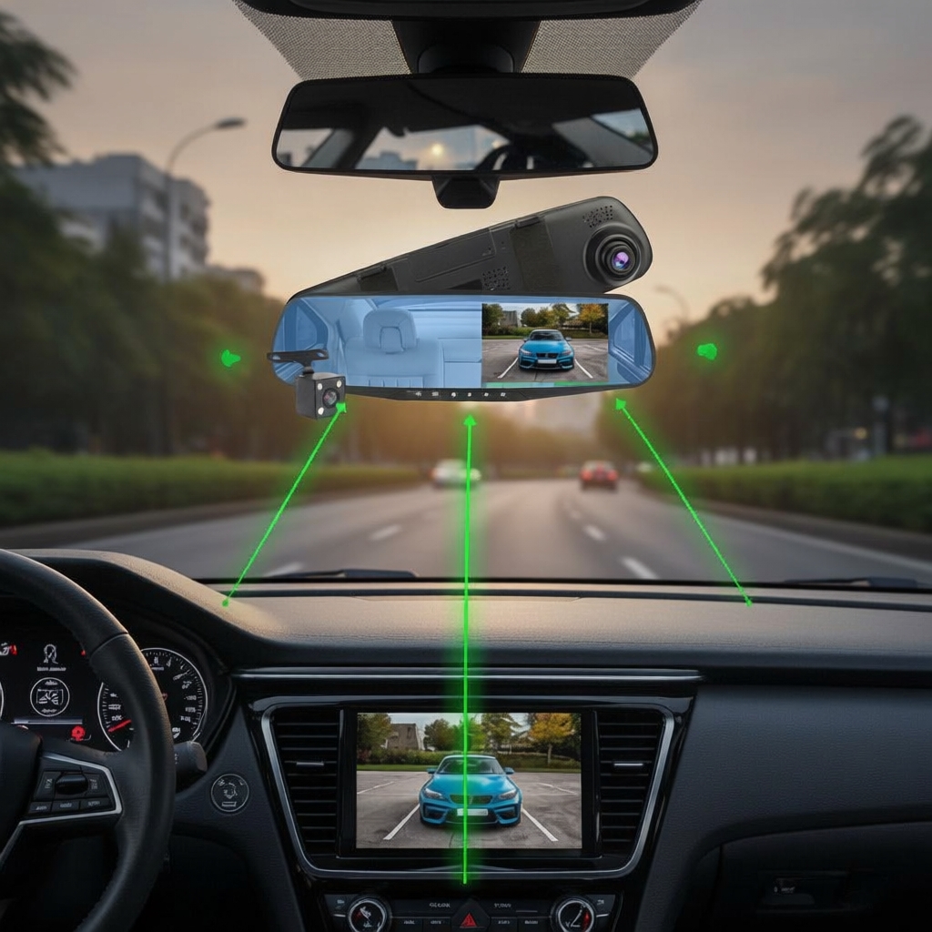 Câmera de painel de carro 1080P com visão frontal e traseira, câmera ...
