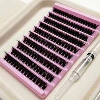 Kit de Cílios Postiços Dramáticos 40D–80D Natural: Cola, Aplicador e Múltiplas Extensões para Looks de Festa em Oferta na Shopee