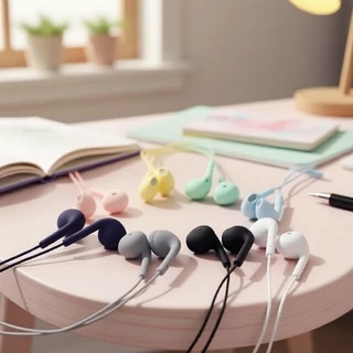 Cartoon HIFI Sound Earphones 3.5mm Macaron Fone de Ouvido com Fio Colorido com Redução de Ruído em Oferta na Shopee