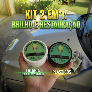 Kit 02 Ceras Alien Automotiva Lataria & Plástico Carnaúba - Brilho e Revitalização Completa para Carros e Motos