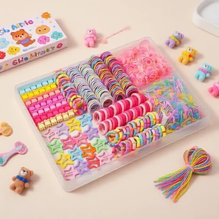 Conjunto de 875 Peças de Acessórios de Cabelo Infantil para Meninas: Grampos de Cabelo Estrela, Elásticos e Laços de em Oferta na Shopee
