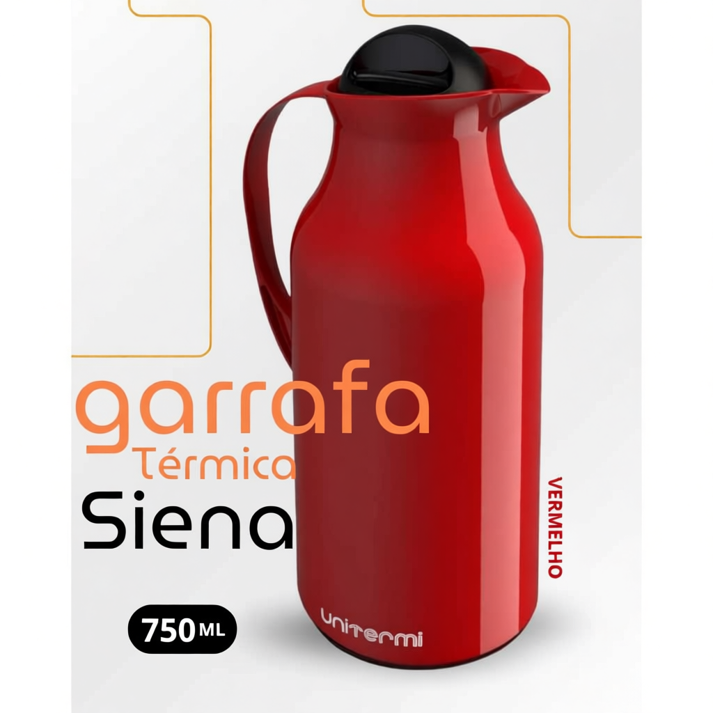 Garrafa Térmica Siena Unitermi, 750ml e 1 Litro. (café - águ