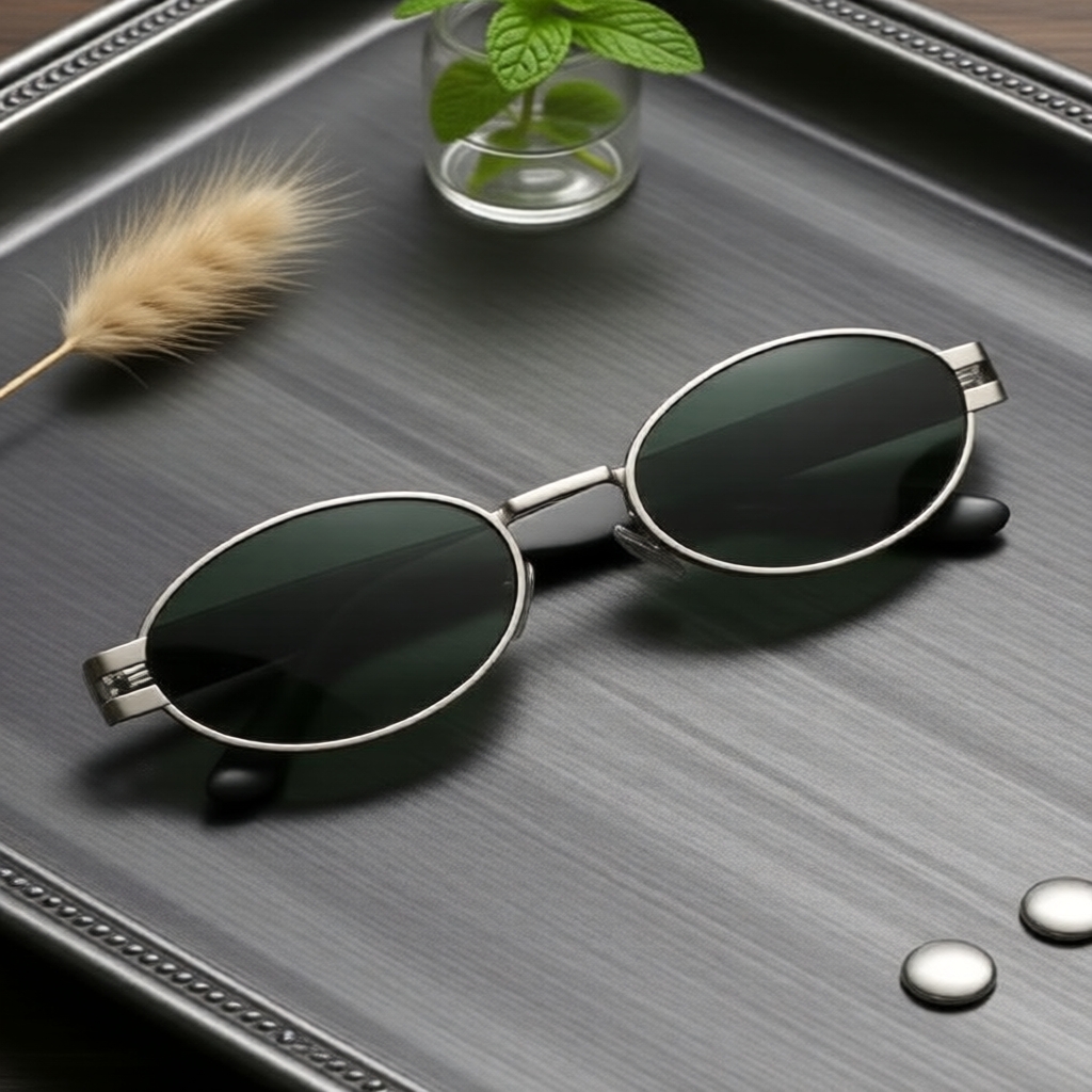 Óculos de Sol Vintage Masculino de Armação Metálica Oval, Elegantes ...