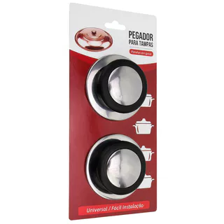 Kit 2 Pegadores Universal Tampa de Panela em Aço Inox Par Pegador de Tampa Puxador