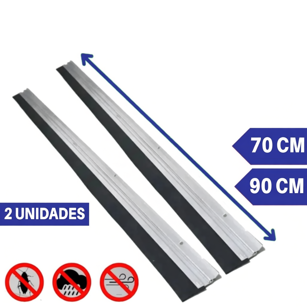 Kit Veda Porta Alumínio Reforçado com EVA Rodo Vedante 70cm 80cm 90cm Anti Poeira Insetos Ruído
