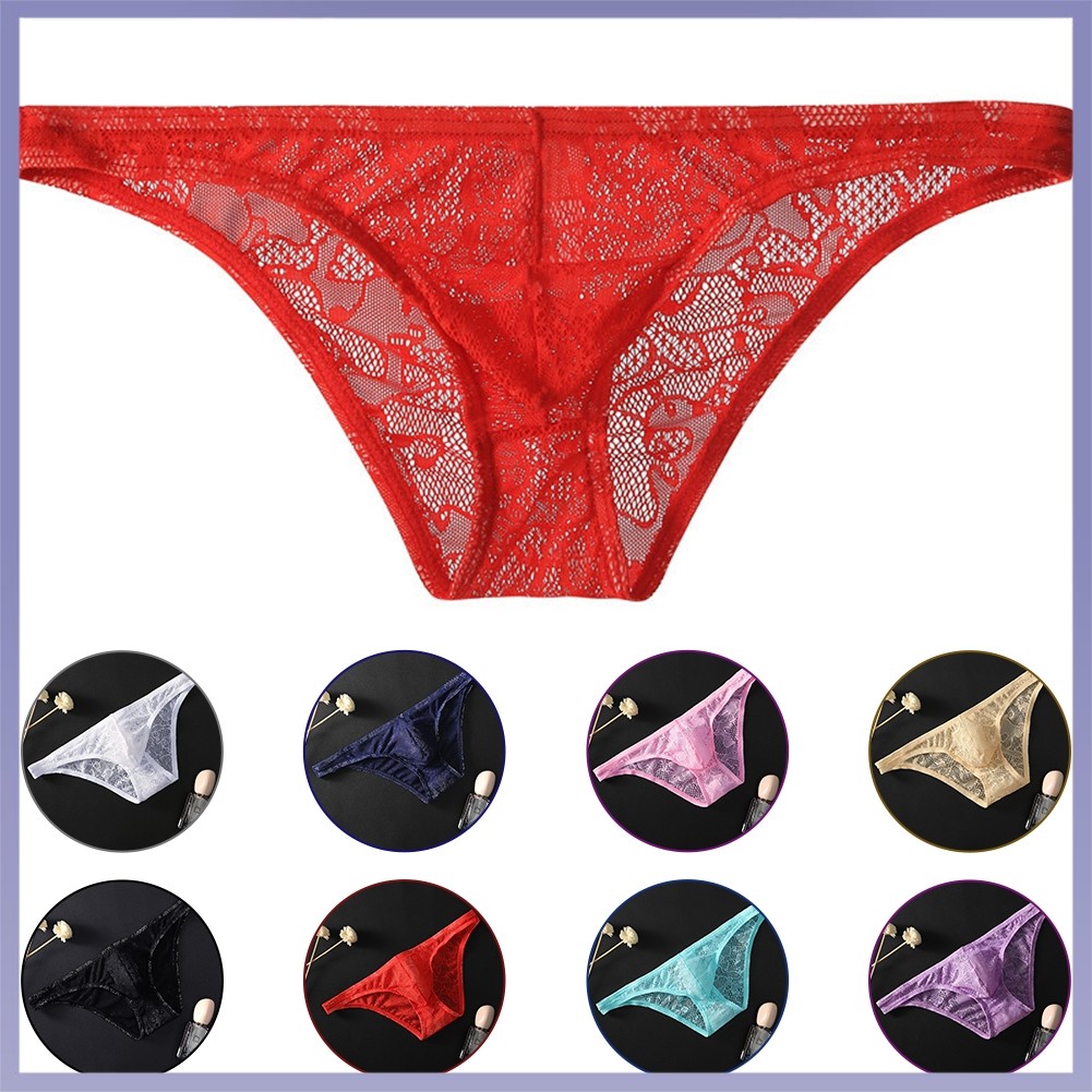 fstyle Cueca Masculina De Renda Sem Costura Tanga Calcinha Transparente ...