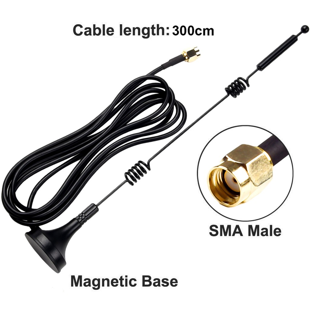 [MR-HOT] Antena WiFi Externa 12dBi Dual Band 2.4G/5.8GHz SMA Base Magnética Masculina