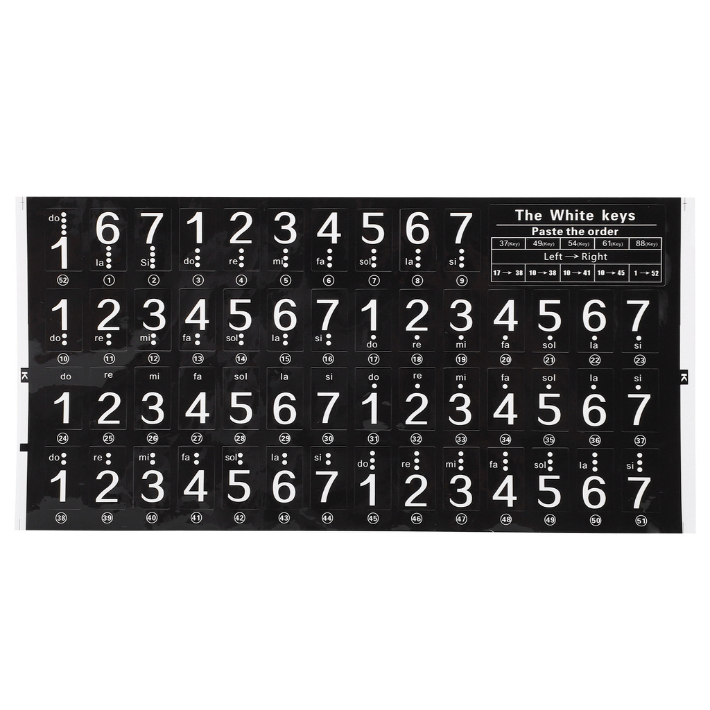 Adesivo De Teclado De Piano Eletrônico 49/54/61 Teclas Notas De ...