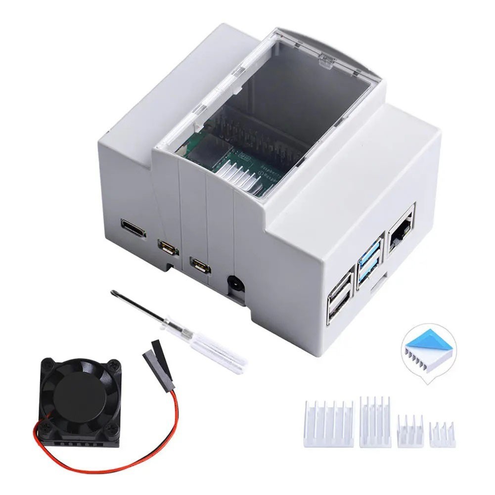 Para Raspberry ABS Caso Gabinete De Proteção De Montagem Em Trilho DIN ...