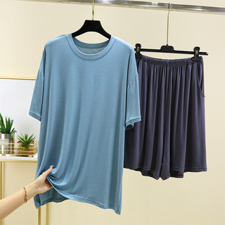 Pijama Modal masculino verão Shorts de manga curta Plus Size estilo fino legal Loungewear terno pode usar ao ar livre em Oferta na Shopee