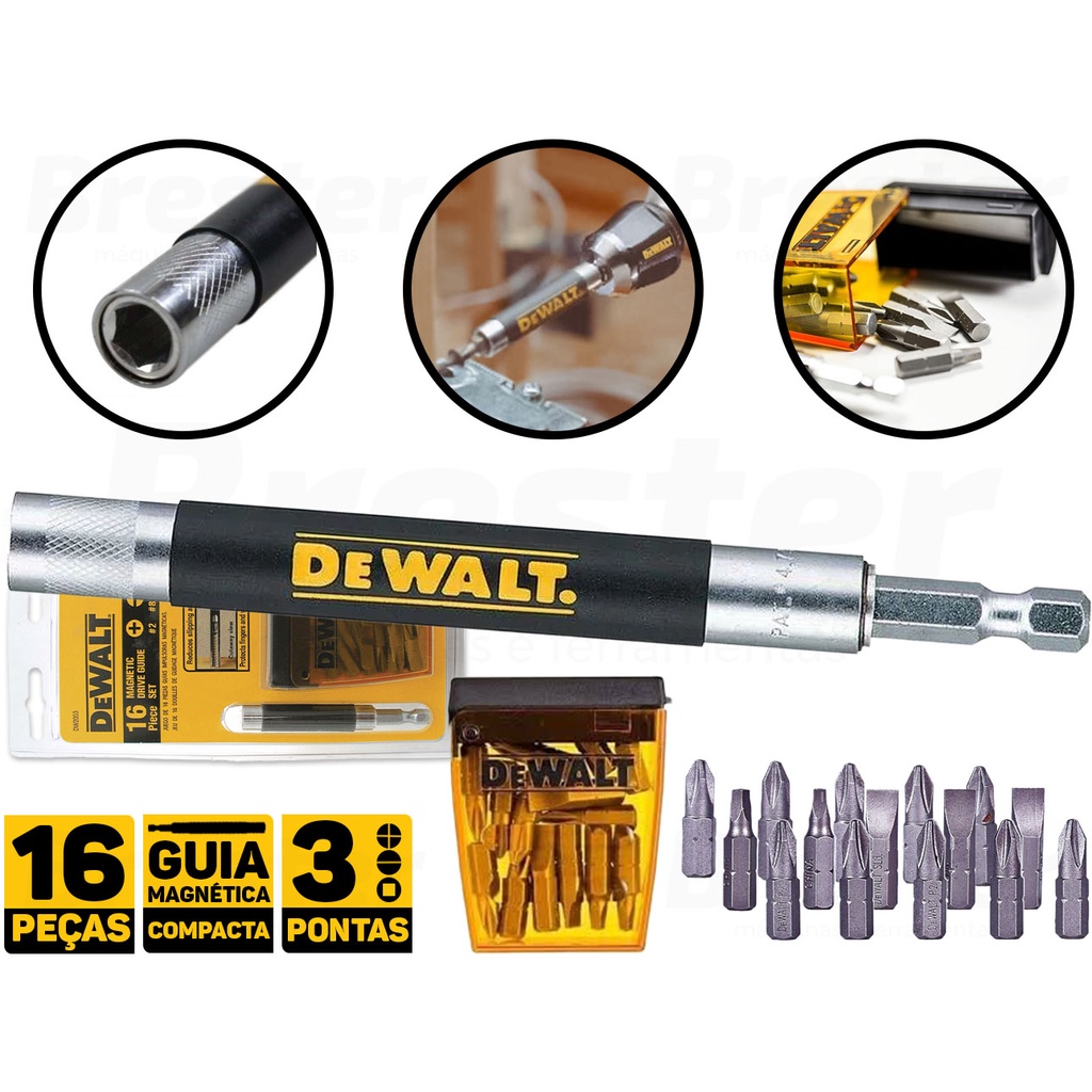 Jogo De Bits Com Guia Magnética 16 Peças Dw2053 Dewalt