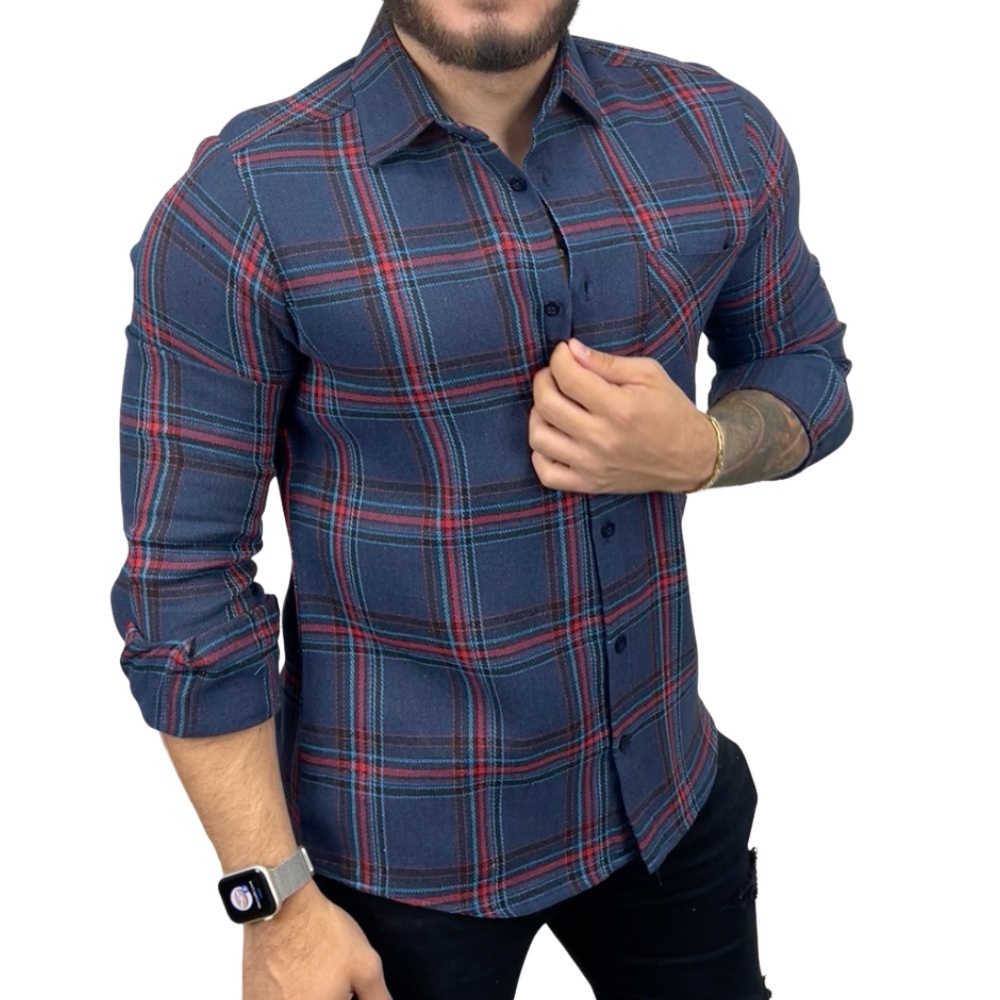 Camisa Xadrez Masculina Manga Longa Camisa Social Xadrez Social De Flanela Camiseta Social Premium