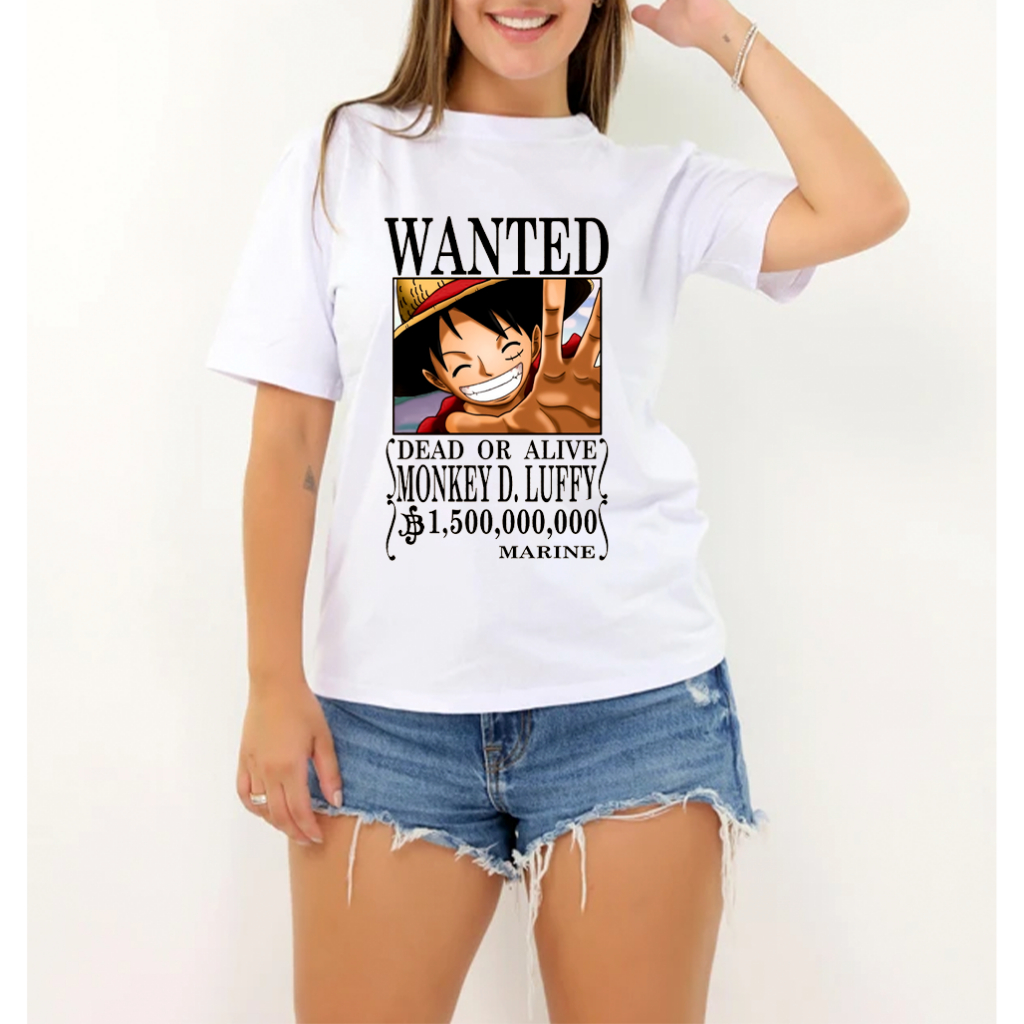 Camiseta One Piece Luffy Anime Unissex Poliéster