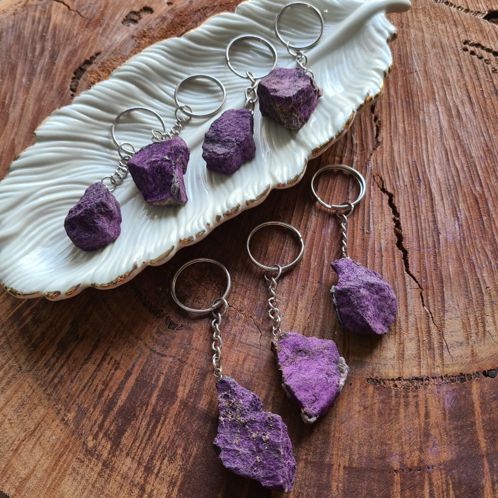 Chaveiro de Purpurita Pedra Natural Bruta