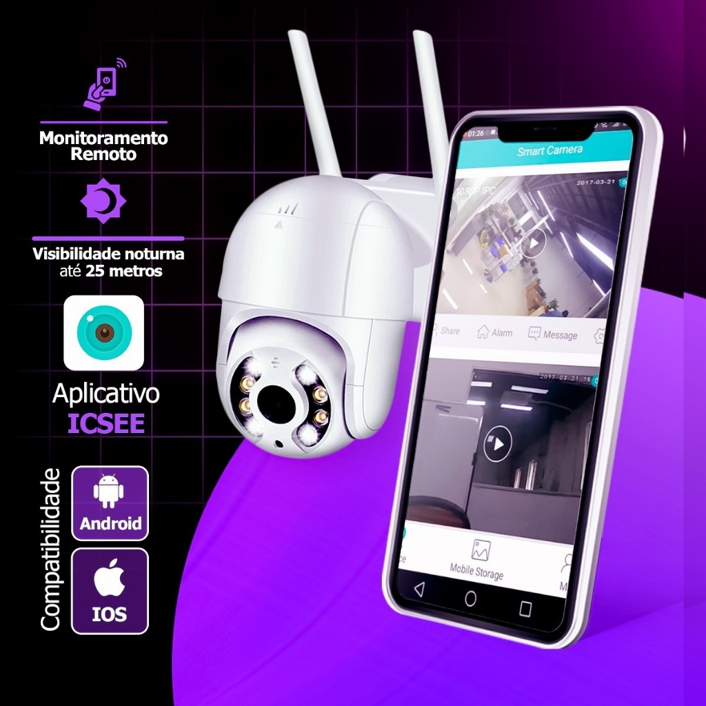 Câmera De Segurança Ip Externa 100% Prova Dágua Wifi Icsee Full Hd 1080p