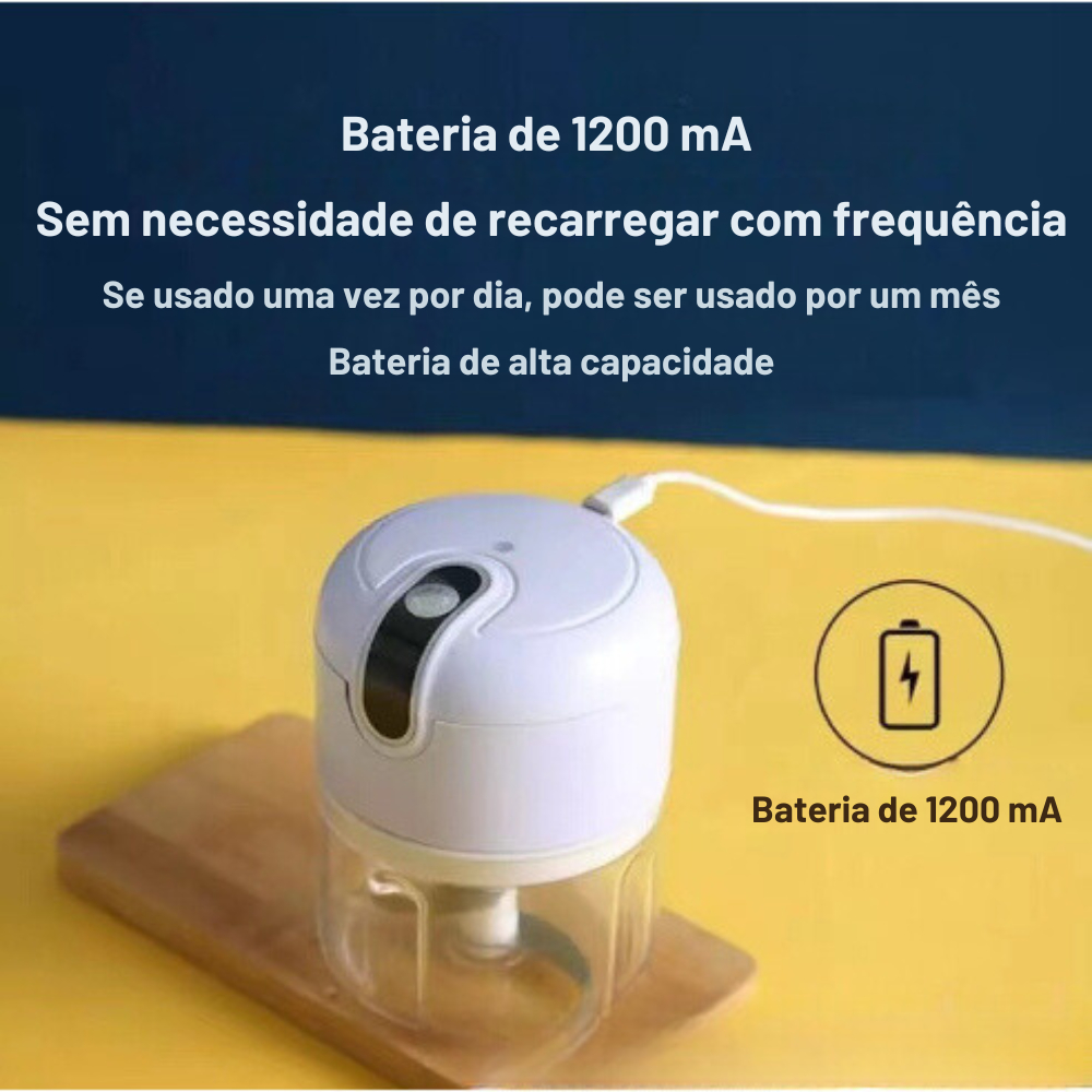 Mini Processador de Alimentos Moedor Elétrico Alho Sem fio 250ml