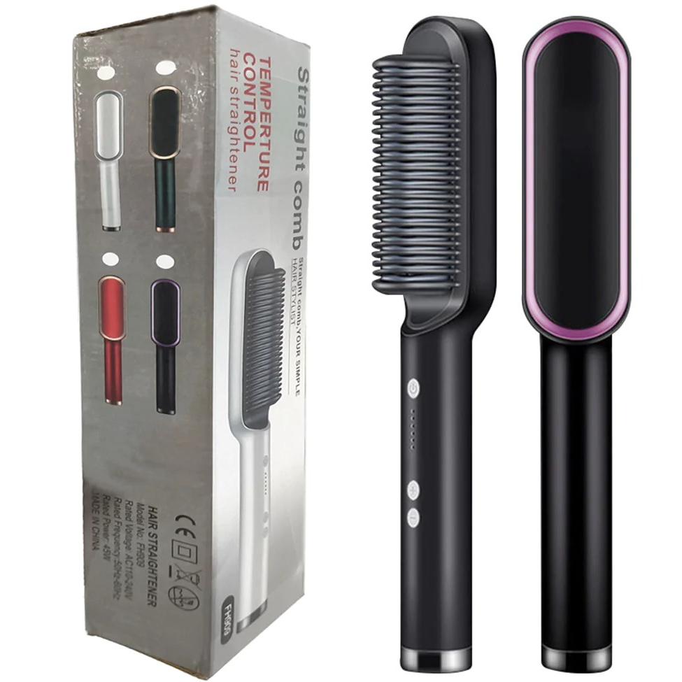 Escova Alisadora Bivolt 5 em 1 - Alisa, Hidrata, Modela, Alinha e Anti-Frizz