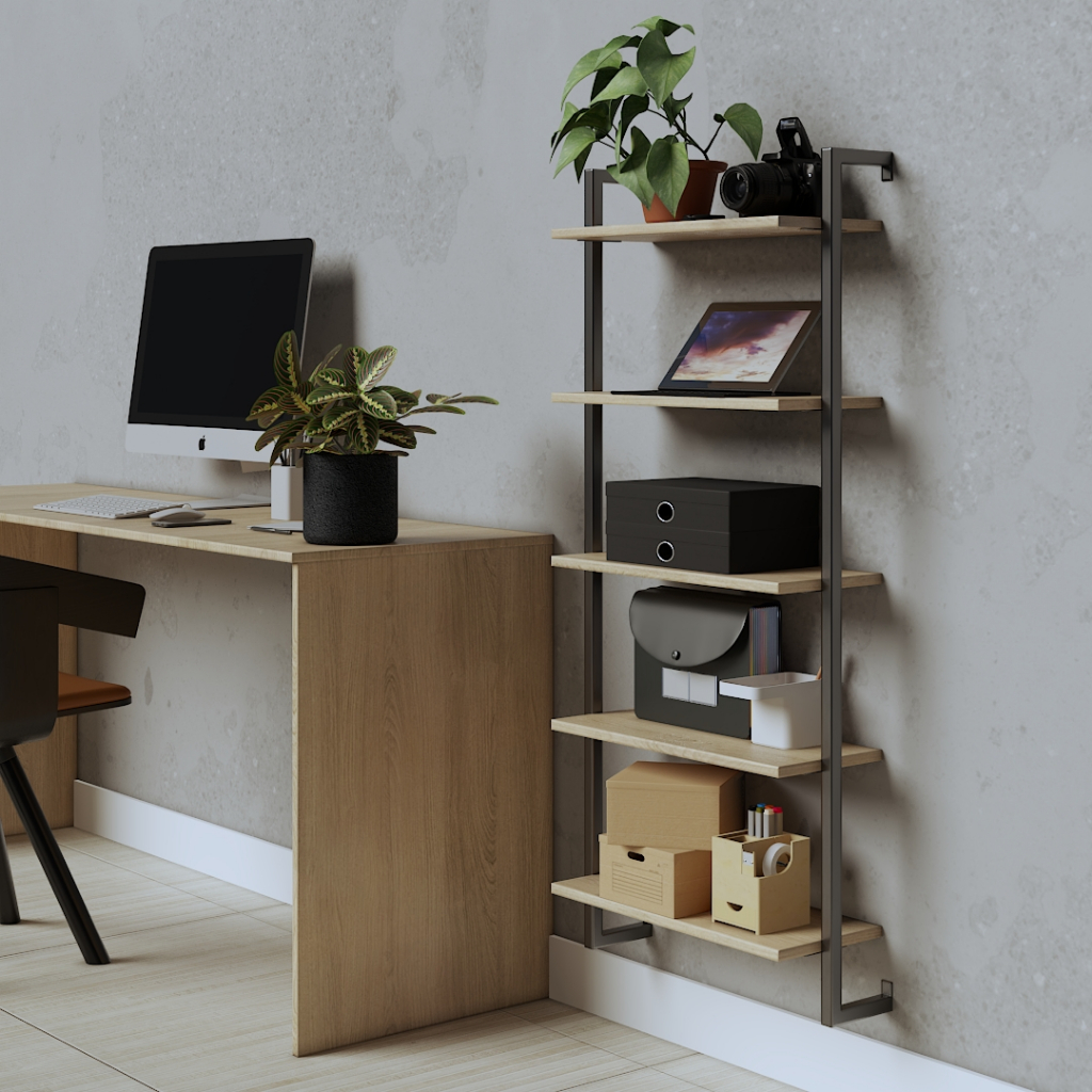 Organizador 5 Prateleiras Flutuantes MDF Industrial com Suporte