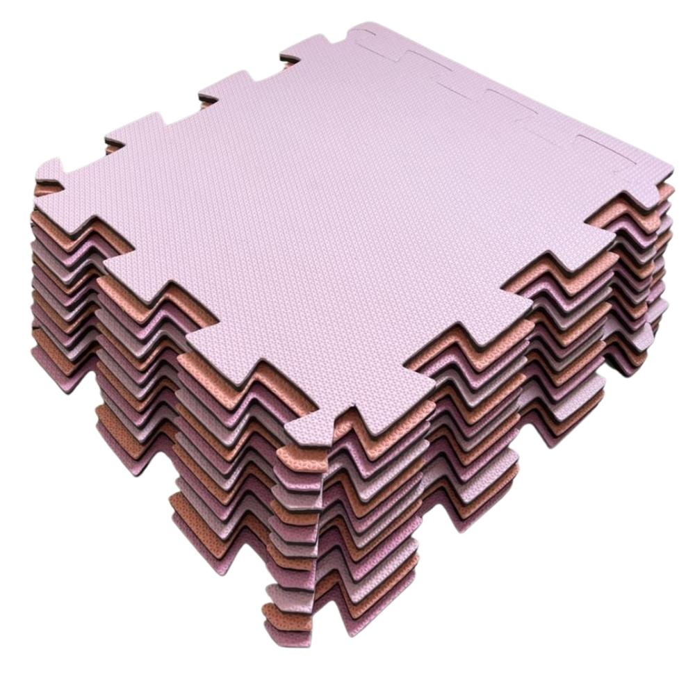 Kit 12 Tapetes Tatames EVA 50x50 1cm - Tons de Rosa e Lilás Econômico