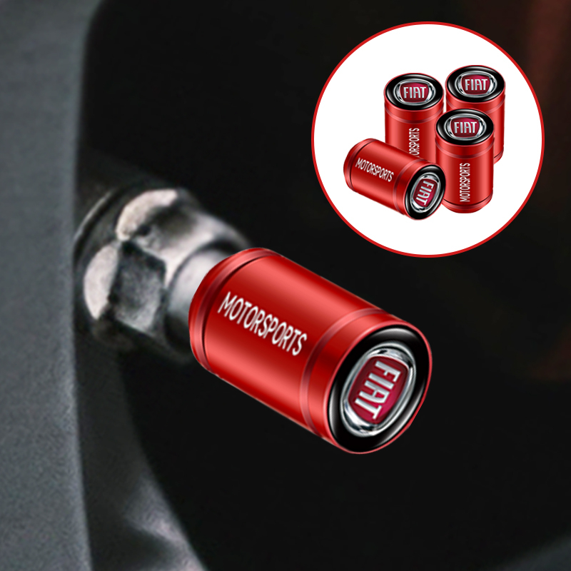 4pcs Tampa De Alumínio Para Pneus Carros Cilíndrica Esportiva À Prova De Pó Protetora De Haste De Fiat Panda Bravo Punto Croma 500 595 Acessórios De Estilo