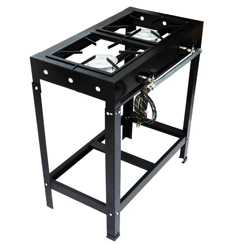 Fogão Industrial Standard Fogareiro Alta Pressão 2 Bocas + Conjunto Alta Pressao Completo