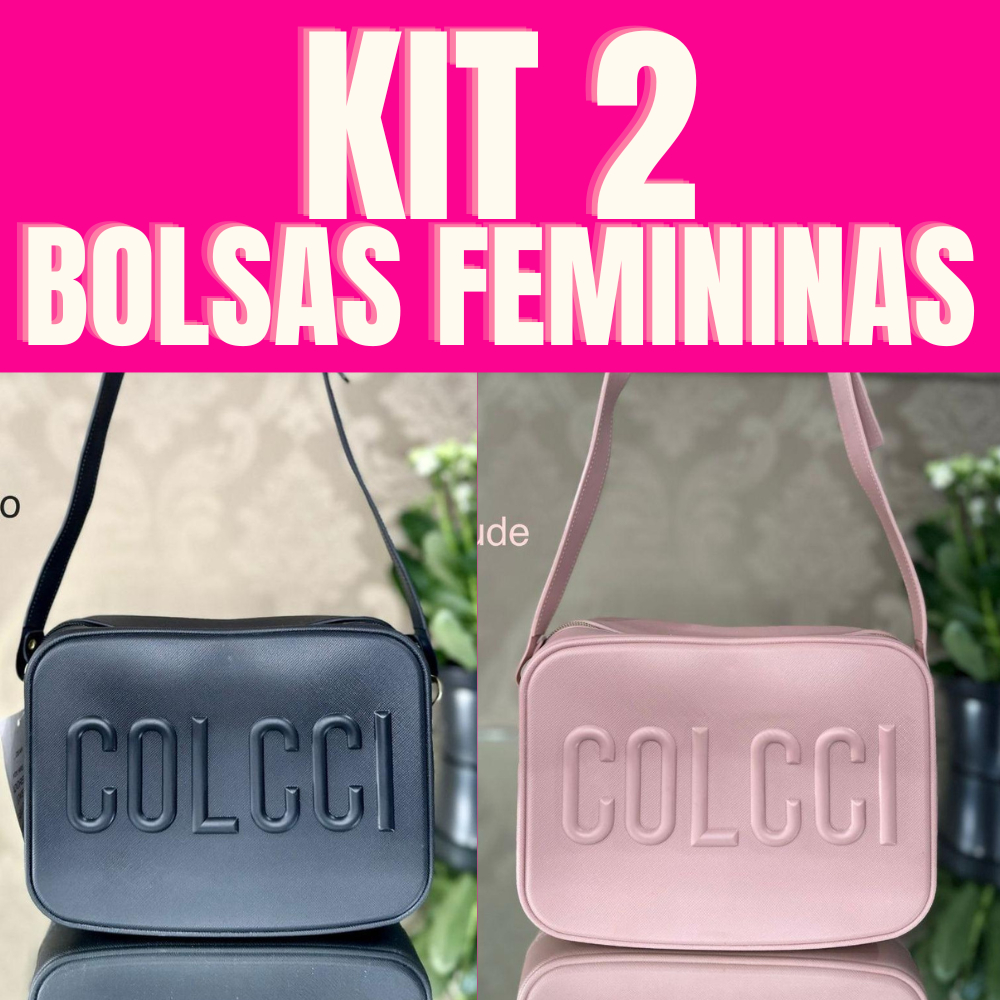 Kit 2 Bolsa Feminina Colcci - Bolsas Femininas Promoção - Bolsinha de Alça Ajustavel - Envio Rapido