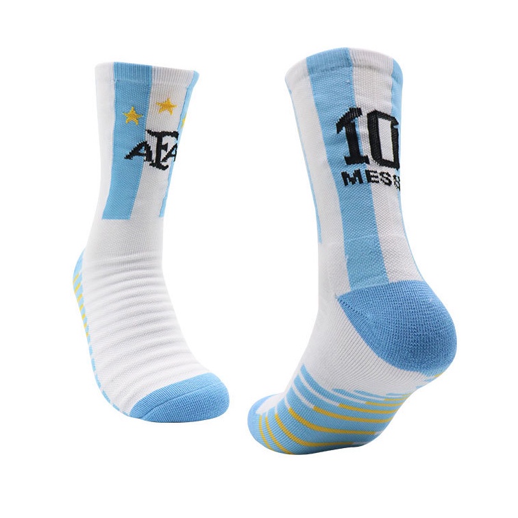 Meias de Futebol Argentine Messi #10 [Meias Esportivas [Estilo Curto] [Espessado]