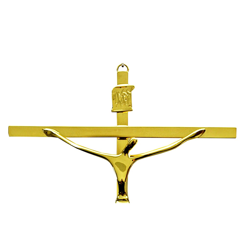 Crucifixo De Parede Cruz Metal 28 X 18 Cm Prata Ref 40