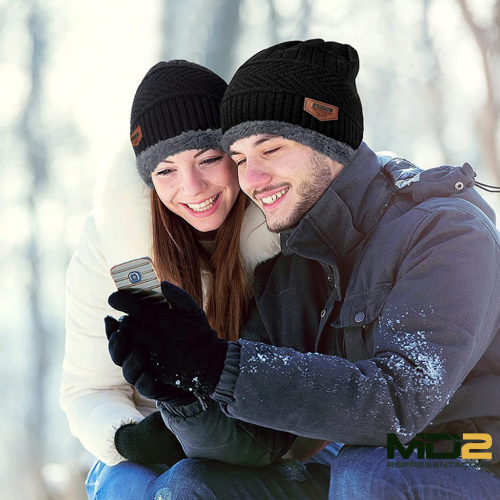 Kit Conjunto Térmico Masculino Feminino Frio Inverno Luva Touca Cachecol