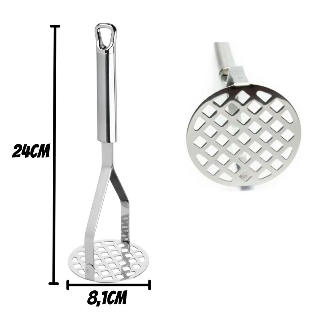 Amassador de Batatas Legumes Feijão Espremedor Aço Inox Redondo Para Pure