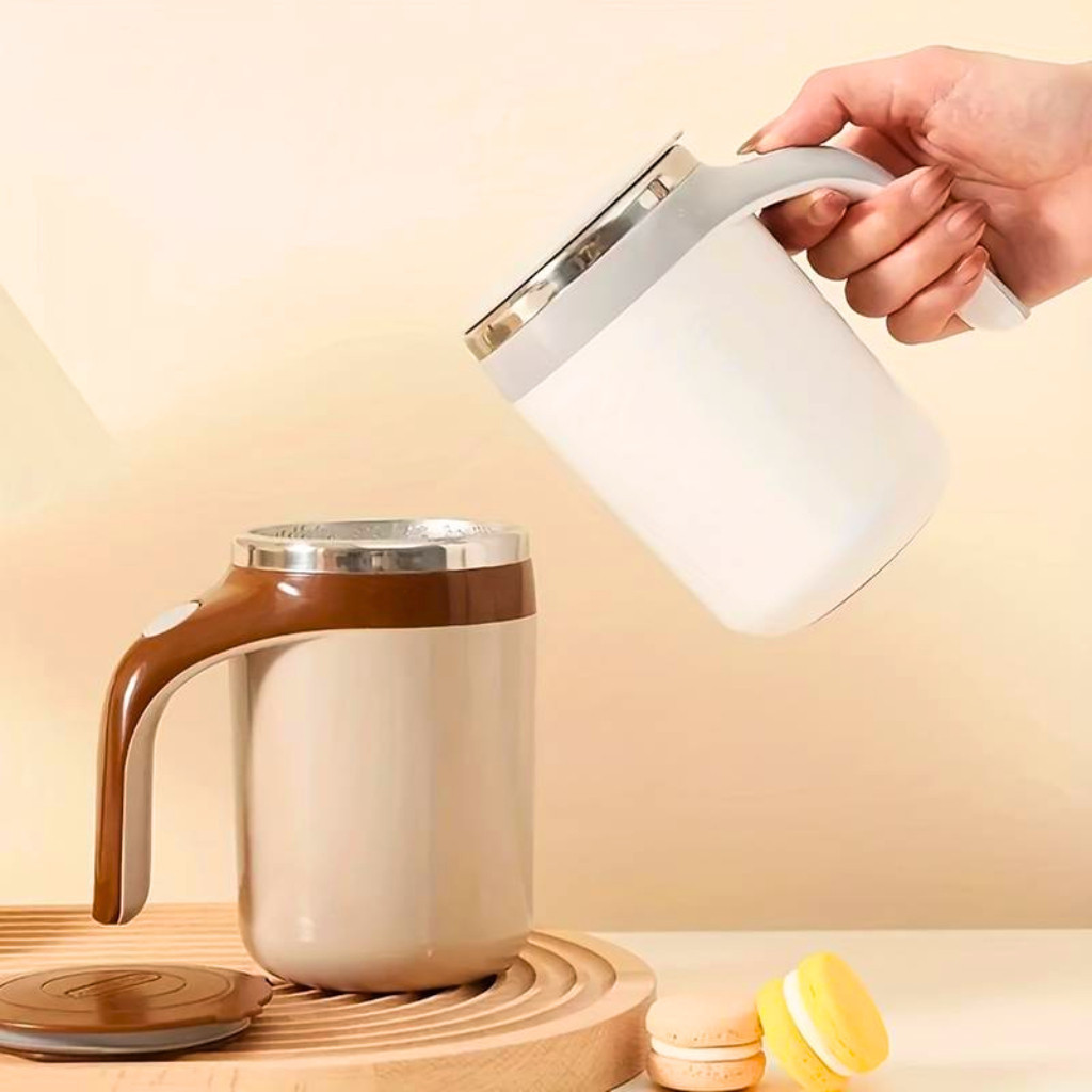 Caneca Mixer Misturadora Copo De Café Automático Modelo Pilha De Aço Inoxidável Magnética/Com Diferença De Temperatura