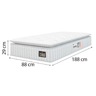 Cama Box Colchão Solteiro Espuma D33 Vangogh Pillow Top 88x188x67cm Linho Branco Hellen - Suporta até 120kg por Pessoa