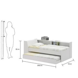 Cama Solteiro Bicama com Estante Ditália BB-28-29 Branco