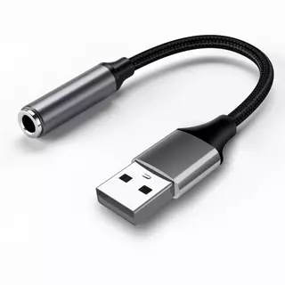 USB Para 3.5 Mm TRRS Aux Jack Cabo Trançado Adaptador De Áudio Placa De Som Estéreo Externa Conversor PC Laptop