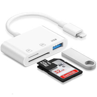 Adaptador De Cartão De Memória 3 Em 1 Para iOS SD TF Leitor USB Conversor De Dados OTG Câmera