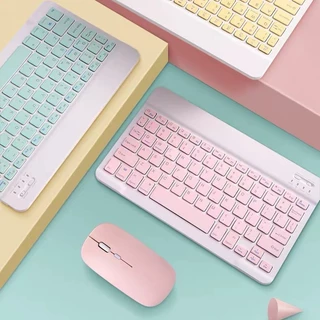 Mini Teclado E Mouse Sem Fio De 10 Polegadas Recarregável Conjunto Ultrafino Inglês Para iPad Tablet Phone