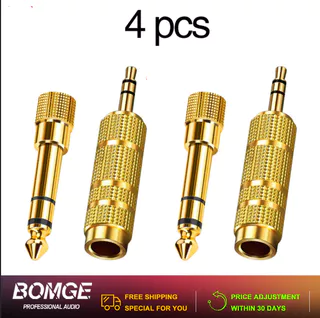 Ouro 4 Pacote Adaptador De Áudio 6.35mm Estéreo Jack Macho Para 3.5mm Plug Fêmea Alto-Falante Fone De Ouvido Conversor C
