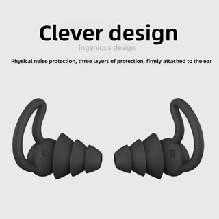 Protetores auriculares, abafadores, máscaras para dormir e natação em 3 camadas, nas cores vermelho, preto e branco.