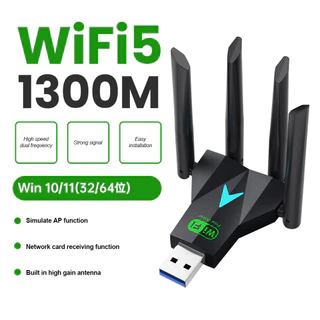 Adaptador Wi-Fi USB 4 Antenas Placa De Rede Unidade Livre Banda Dupla 2.4G 5Ghz Receptor Sem Fio Para Windows X em Oferta na Shopee