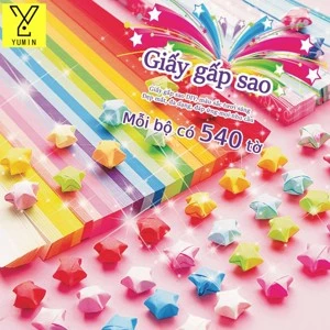 Tiras De Papel Dobradas Com Estrela De Origami , Dupla Face De 540 Folhas DIY Coloridas Feitas À Mão