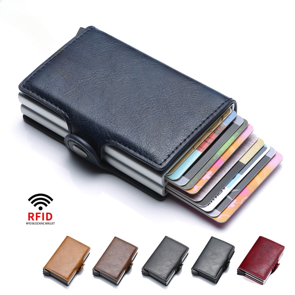 Carteira De Couro E Alumínio Com Proteção Rfid, Ideal Para Cartões De ...