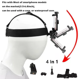 Novo Suporte para Telefone Montado na Cabeça 1 Peça Visão em Primeira Pessoa Grampo Preto Suporte de Vídeo para GoPro 10