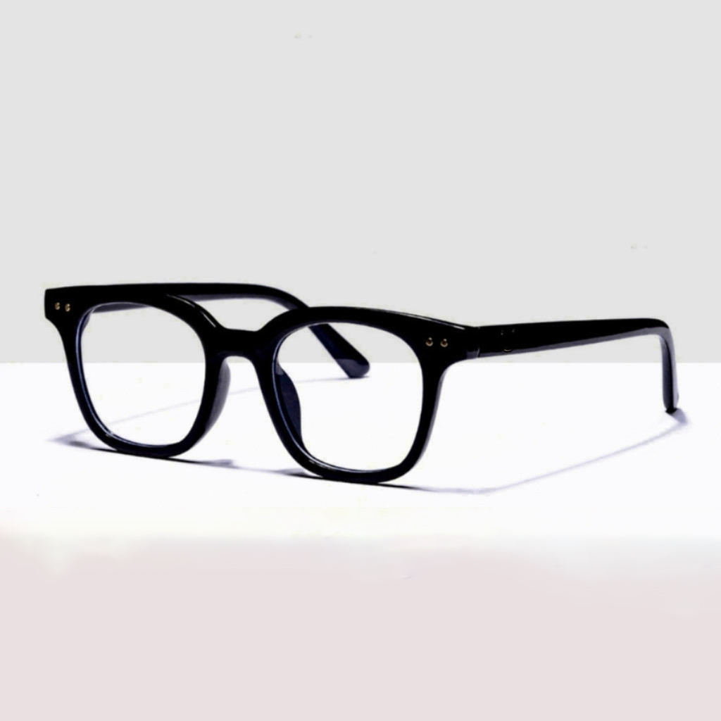 Óculos retro coreanos com lente plana, anti luz azul, unissex e com estilo fashion.