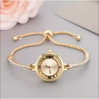 Relógio de Pulso Feminino Chic - Acessórios em Diamante Redondo e Números Romanos com Comprimento Ajustável em Oferta na Shopee