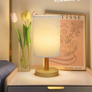  Luminária de mesa de madeira sólida moderna, luz noturna, versão USB, cor de linha de cânhamo claro, lâmpada de