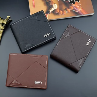 Carteira de couro slim para homens - Múltiplos slots para cartão, bloqueio RFID, design minimalista.