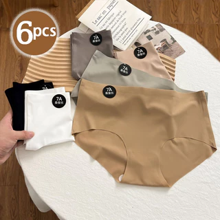 ​ 6 Pacotes De Roupa Íntima De Seda Fresca Sem Costura De Verão M-XL Cores Misturadas Calcinha Confortável Respirável