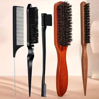 Conjunto De Escova De Cabelo – 5 Peças Com Ferramenta De Modelagem De Coque E Trança , Pente Para Cuidar De Barba , Aces em Oferta na Shopee