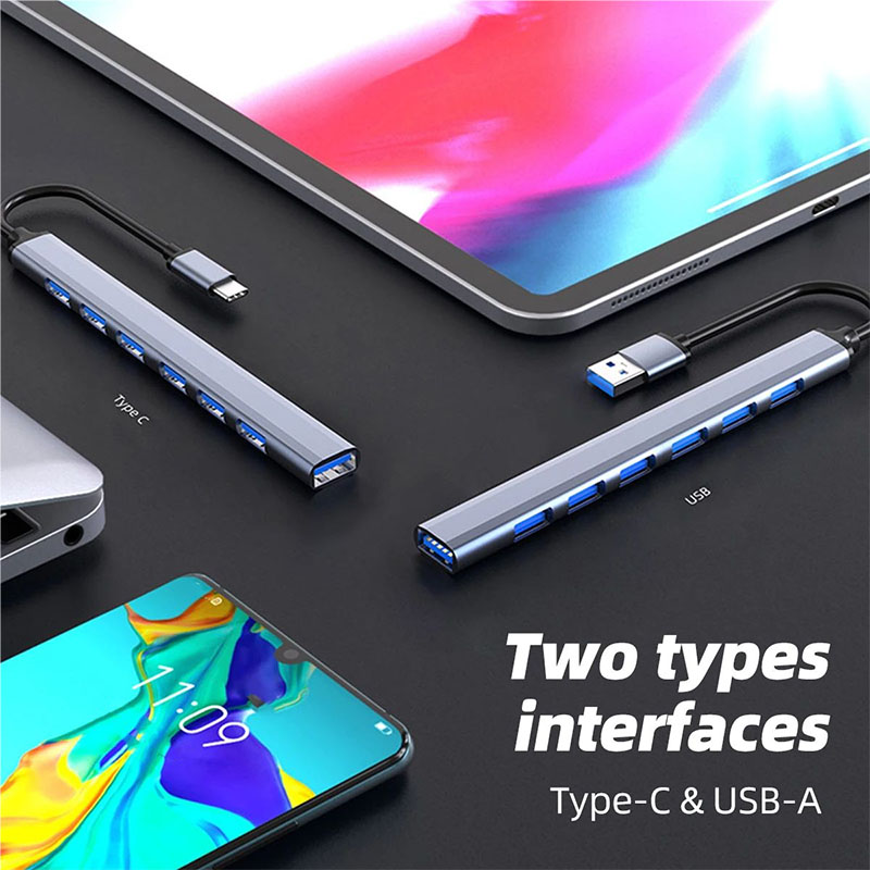 Extensor De Hub USB3.0 De 7 Portas Type C USB Splitter Docking Station ...